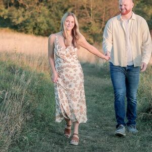 Petal & Pup Floral Midi Dress in Cream and Brown